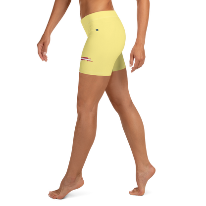 Michigan Upper Peninsula Tight Shorts (w/ UP Outline) | Cherry Yellow