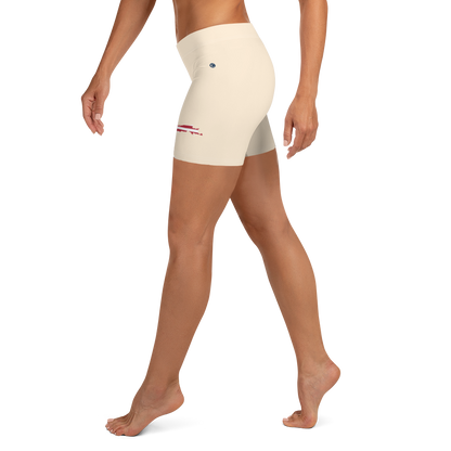 Michigan Upper Peninsula Tight Shorts (w/ UP Outline) | Champagne White