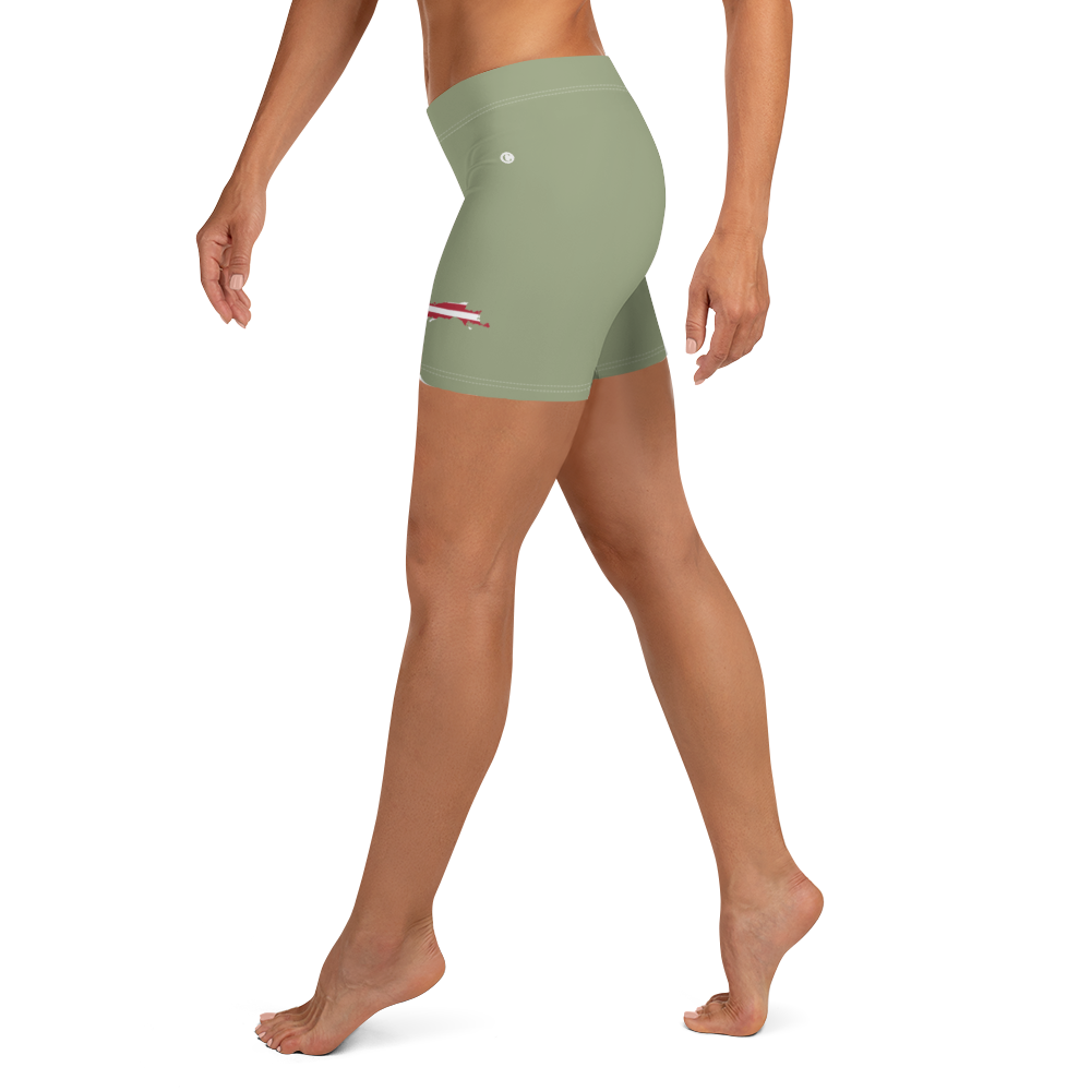 Michigan Upper Peninsula Tight Shorts (w/ UP Outline) | Beachgrass Green