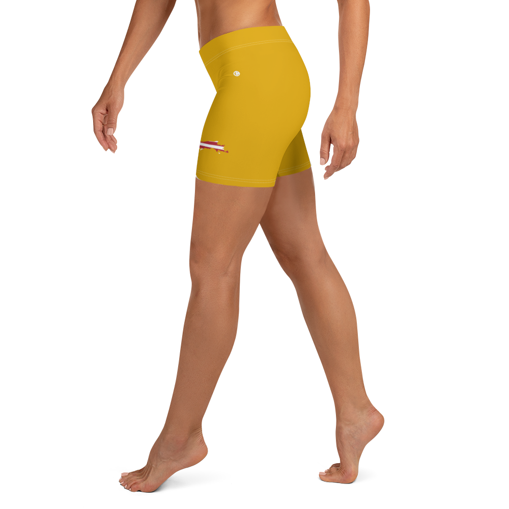 Michigan Upper Peninsula Tight Shorts (w/ UP Outline) | Gold