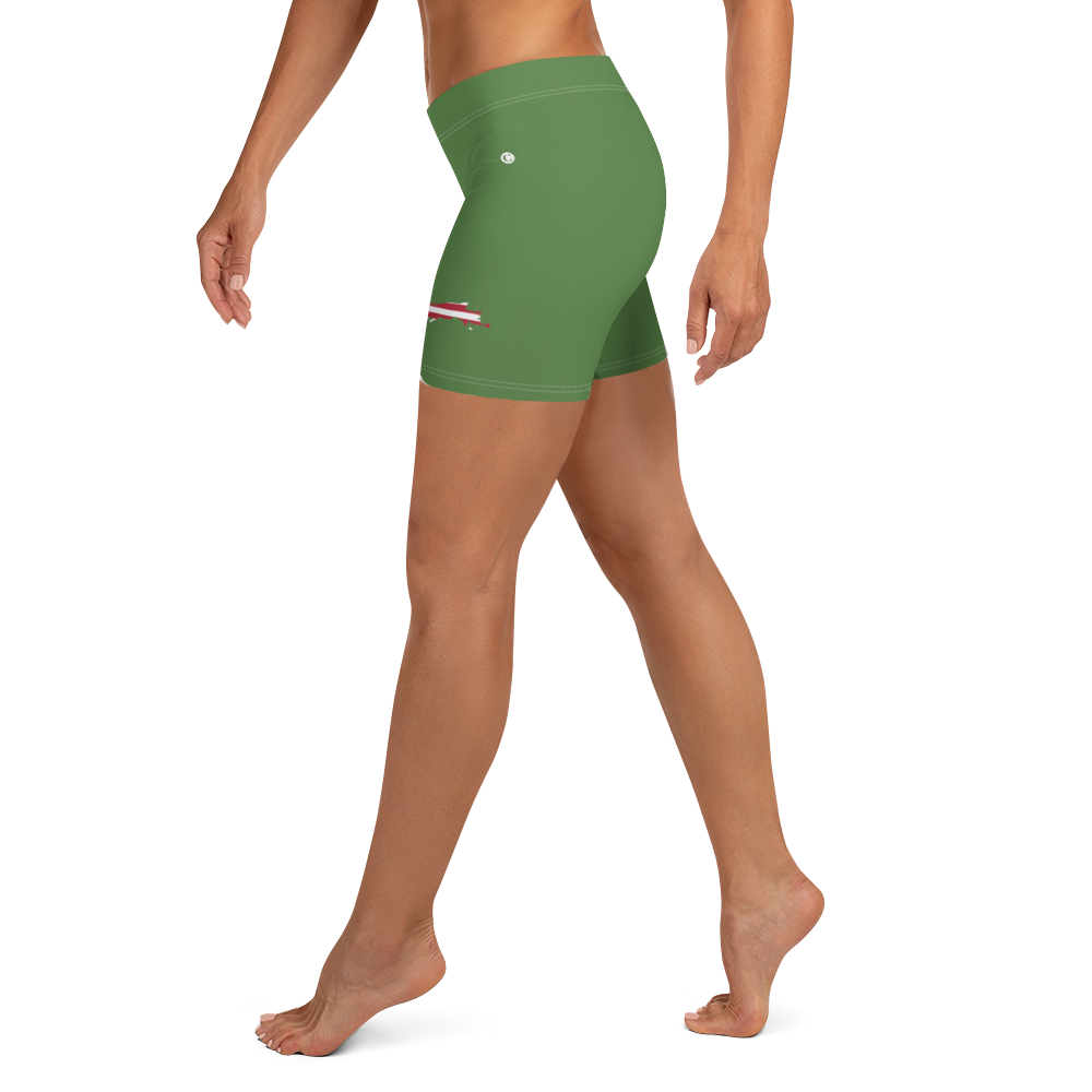 Michigan Upper Peninsula Tight Shorts (w/ UP Outline) | Pine Green