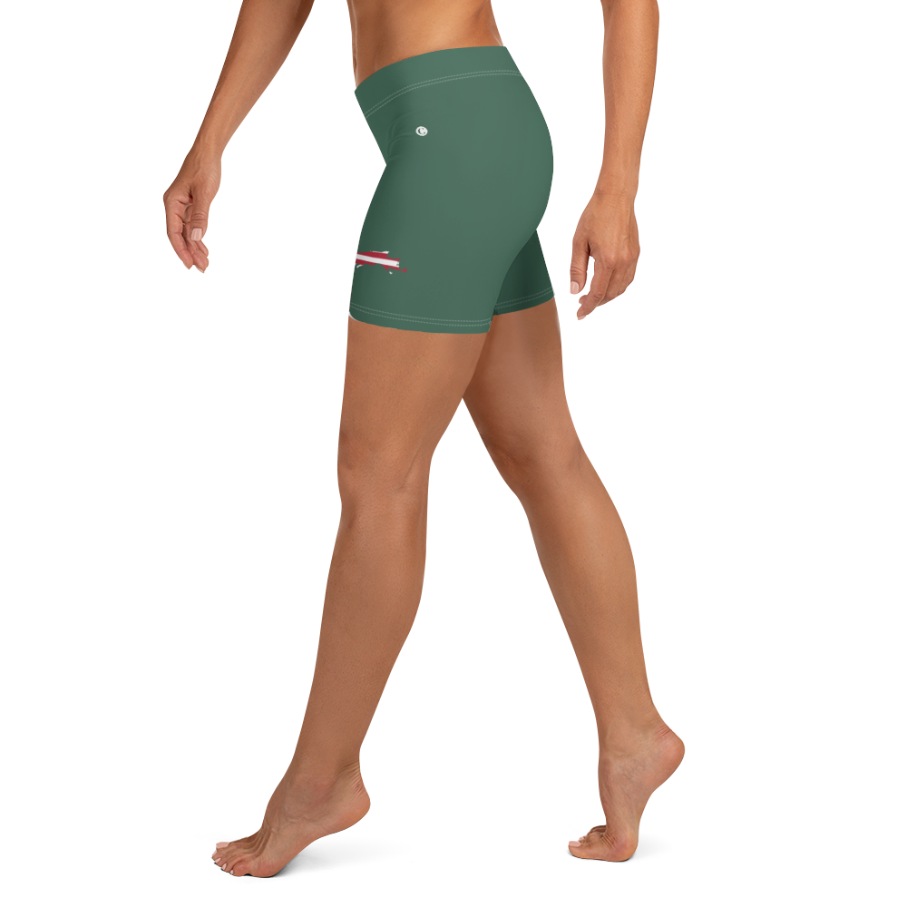 Michigan Upper Peninsula Tight Shorts (w/ UP Outline) | Ginger Ale Green