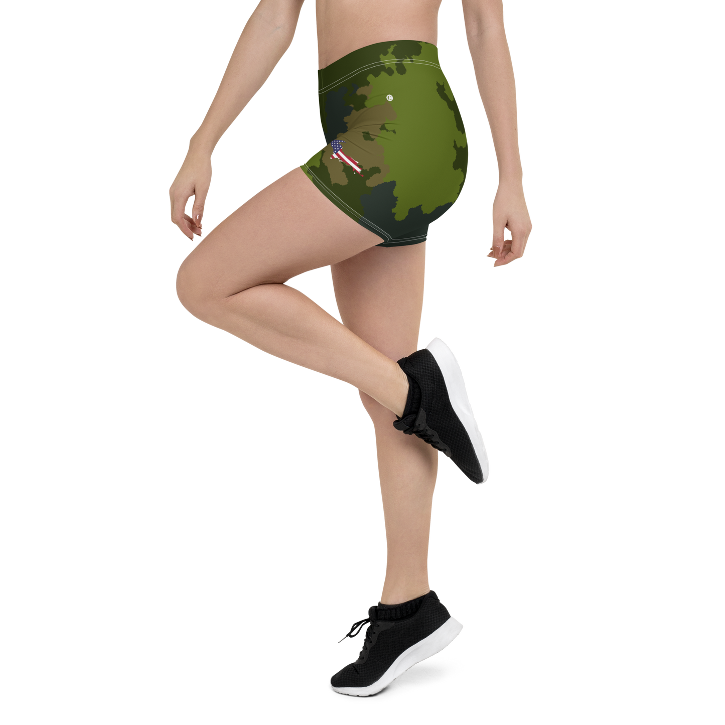 Michigan Upper Peninsula Tight Shorts (w/ UP Outline) | Woodland Camo