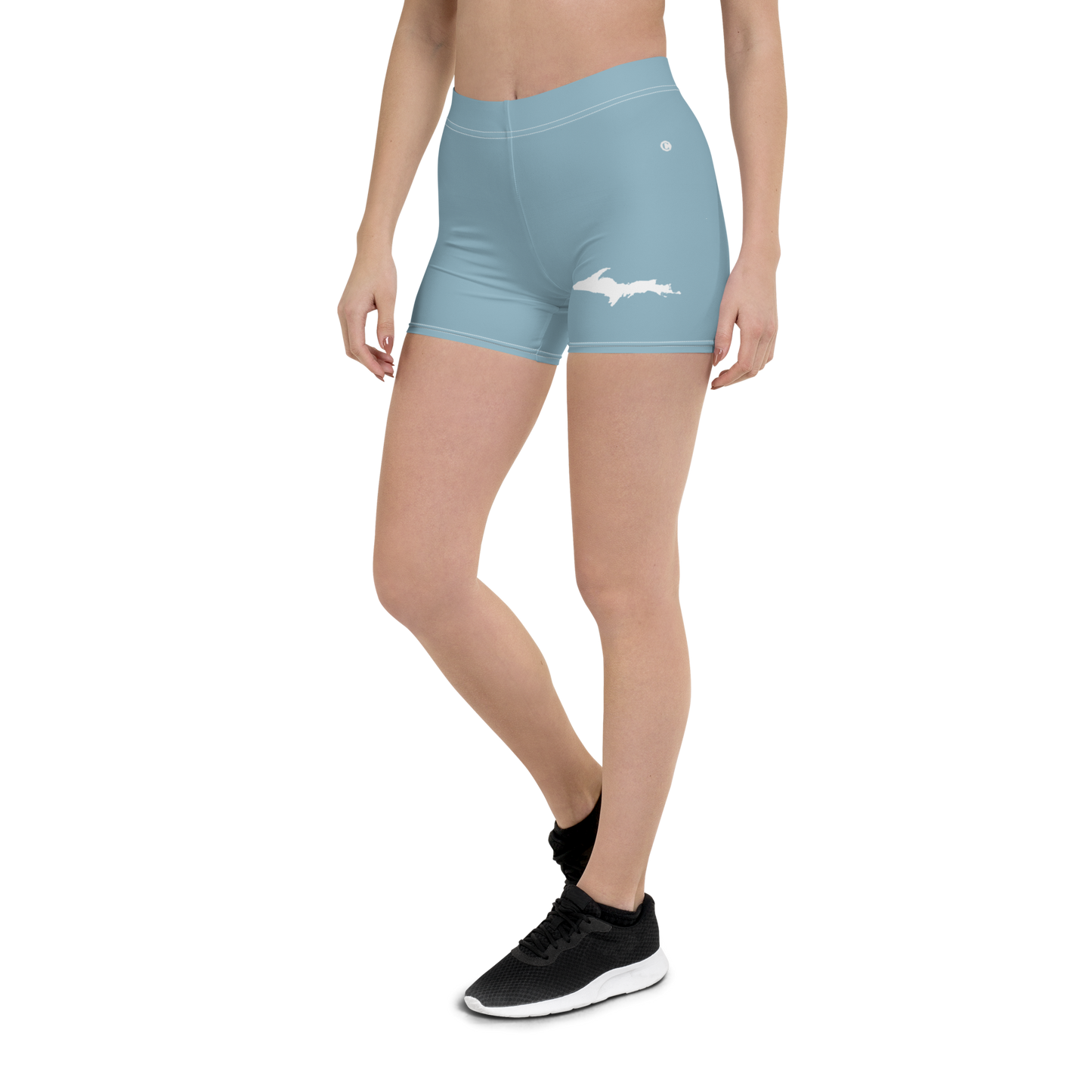 Michigan Upper Peninsula Tight Shorts (w/ UP Outline) | Opal Blue