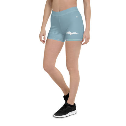 Michigan Upper Peninsula Tight Shorts (w/ UP Outline) | Opal Blue