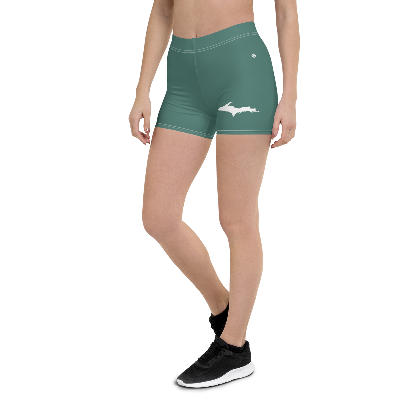 Michigan Upper Peninsula Tight Shorts (w/ UP Outline) | Copper Green