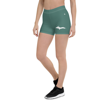 Michigan Upper Peninsula Tight Shorts (w/ UP Outline) | Copper Green