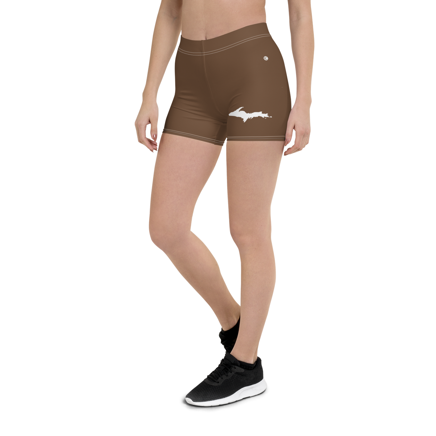 Michigan Upper Peninsula Tight Shorts (w/ UP Outline) | Coffee Color