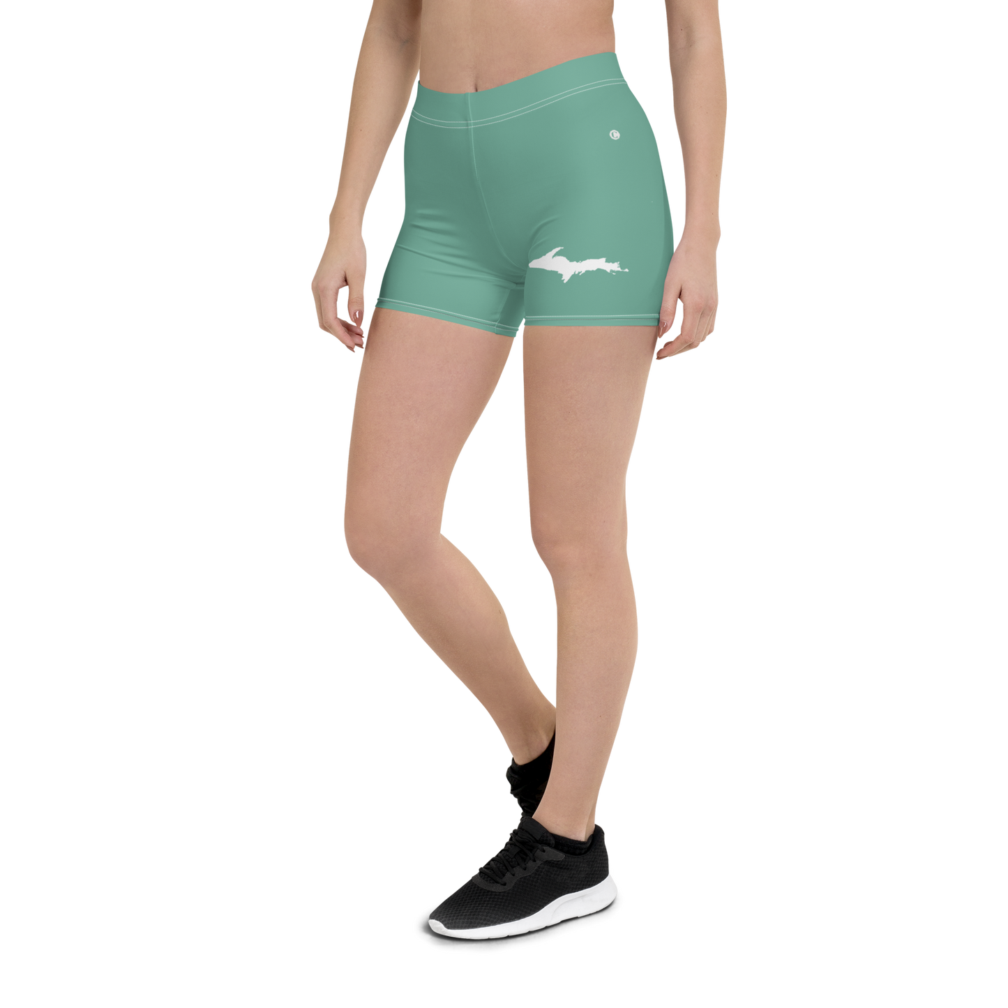 Michigan Upper Peninsula Tight Shorts (w/ UP Outline) | Metallic Mint Green