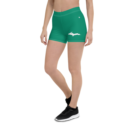 Michigan Upper Peninsula Tight Shorts (w/ UP Outline) | Emerald Green