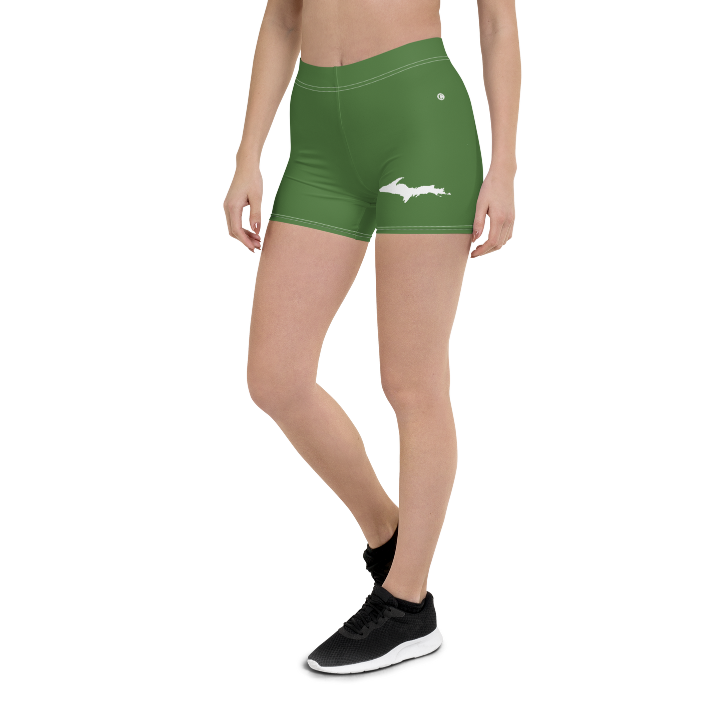 Michigan Upper Peninsula Tight Shorts (w/ UP Outline) | Pine Green