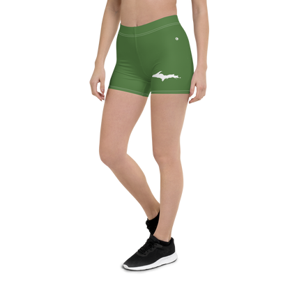 Michigan Upper Peninsula Tight Shorts (w/ UP Outline) | Pine Green