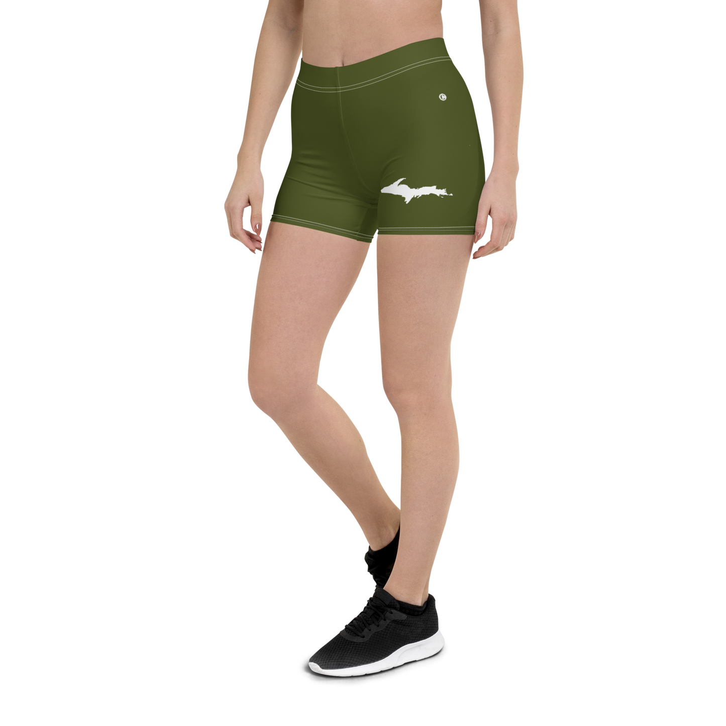 Michigan Upper Peninsula Tight Shorts (w/ UP Outline) | Army Green