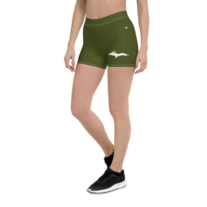 Michigan Upper Peninsula Tight Shorts (w/ UP Outline) | Army Green