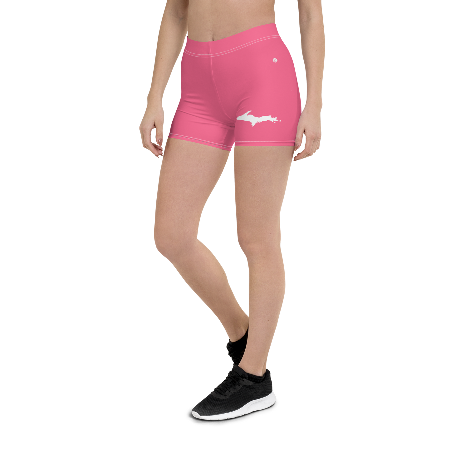 Michigan Upper Peninsula Tight Shorts (w/ UP Outline) | Rhodochrosite Pink