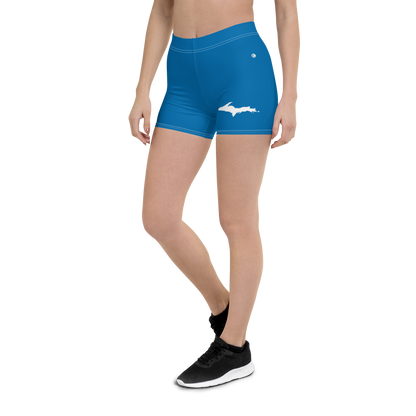 Michigan Upper Peninsula Tight Shorts (w/ UP Outline) | Azure