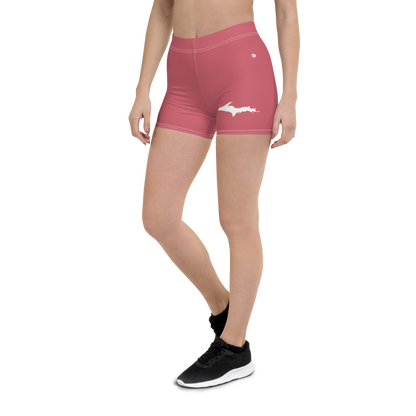 Michigan Upper Peninsula Tight Shorts (w/ UP Outline) | Watermelon Pink