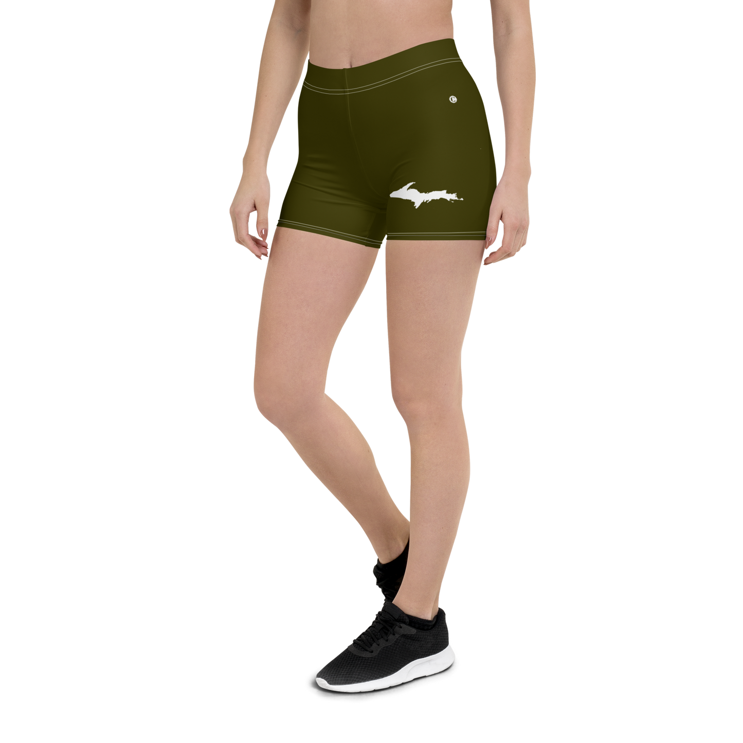 Michigan Upper Peninsula Tight Shorts (w/ UP Outline) | Military Green