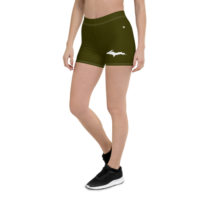 Michigan Upper Peninsula Tight Shorts (w/ UP Outline) | Military Green