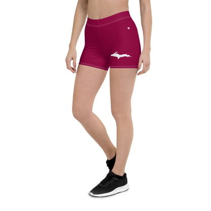 Michigan Upper Peninsula Tight Shorts (w/ UP Outline) | Burgandy