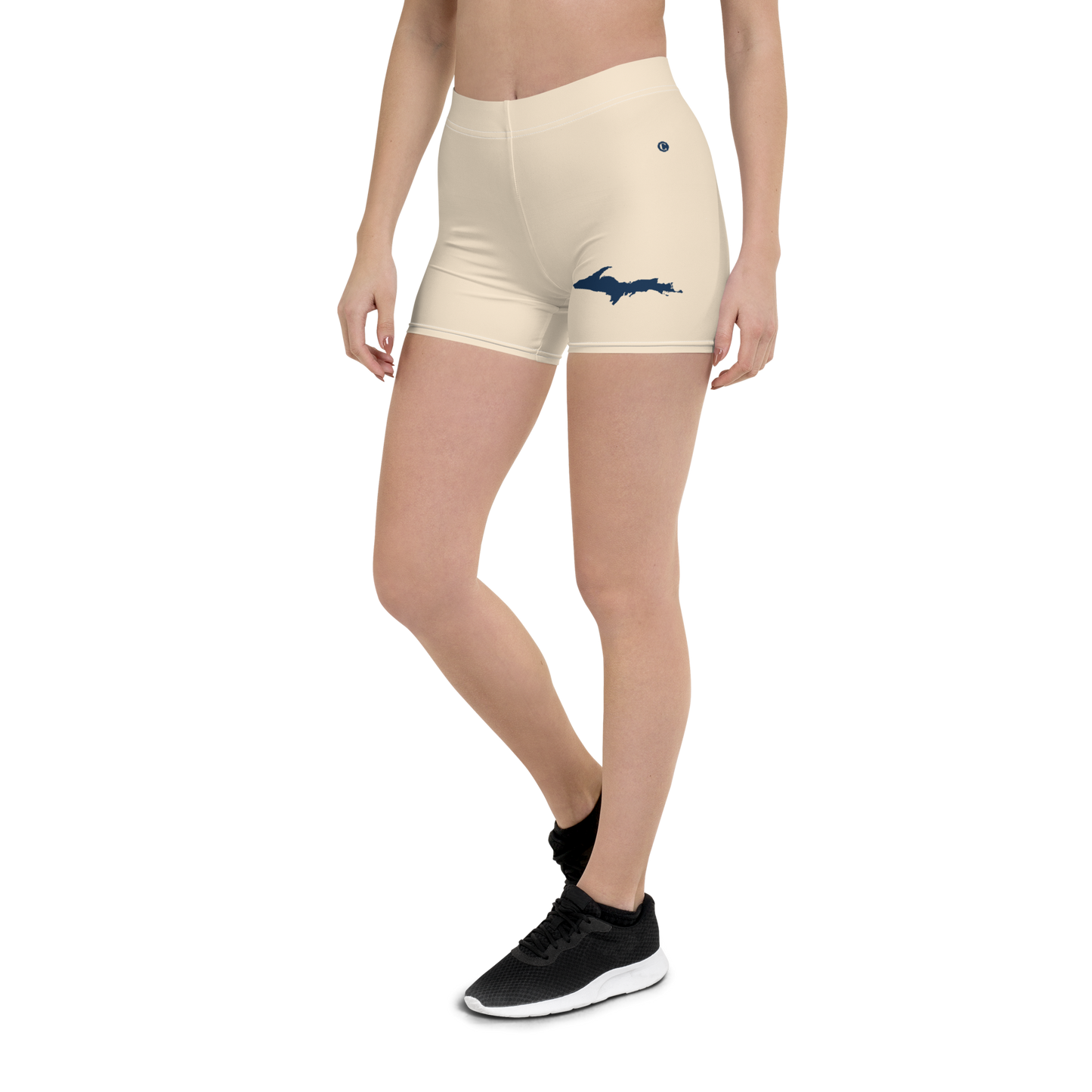 Michigan Upper Peninsula Tight Shorts (w/ UP Outline) | Champagne White