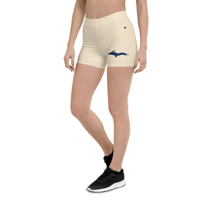 Michigan Upper Peninsula Tight Shorts (w/ UP Outline) | Champagne White