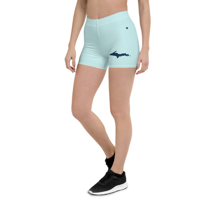 Michigan Upper Peninsula Tight Shorts (w/ UP Outline) | Cyan