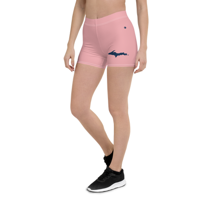 Michigan Upper Peninsula Tight Shorts (w/ UP Outline) | Strawberry Pink