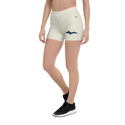 Michigan Upper Peninsula Tight Shorts (w/ UP Outline) | Ivory White