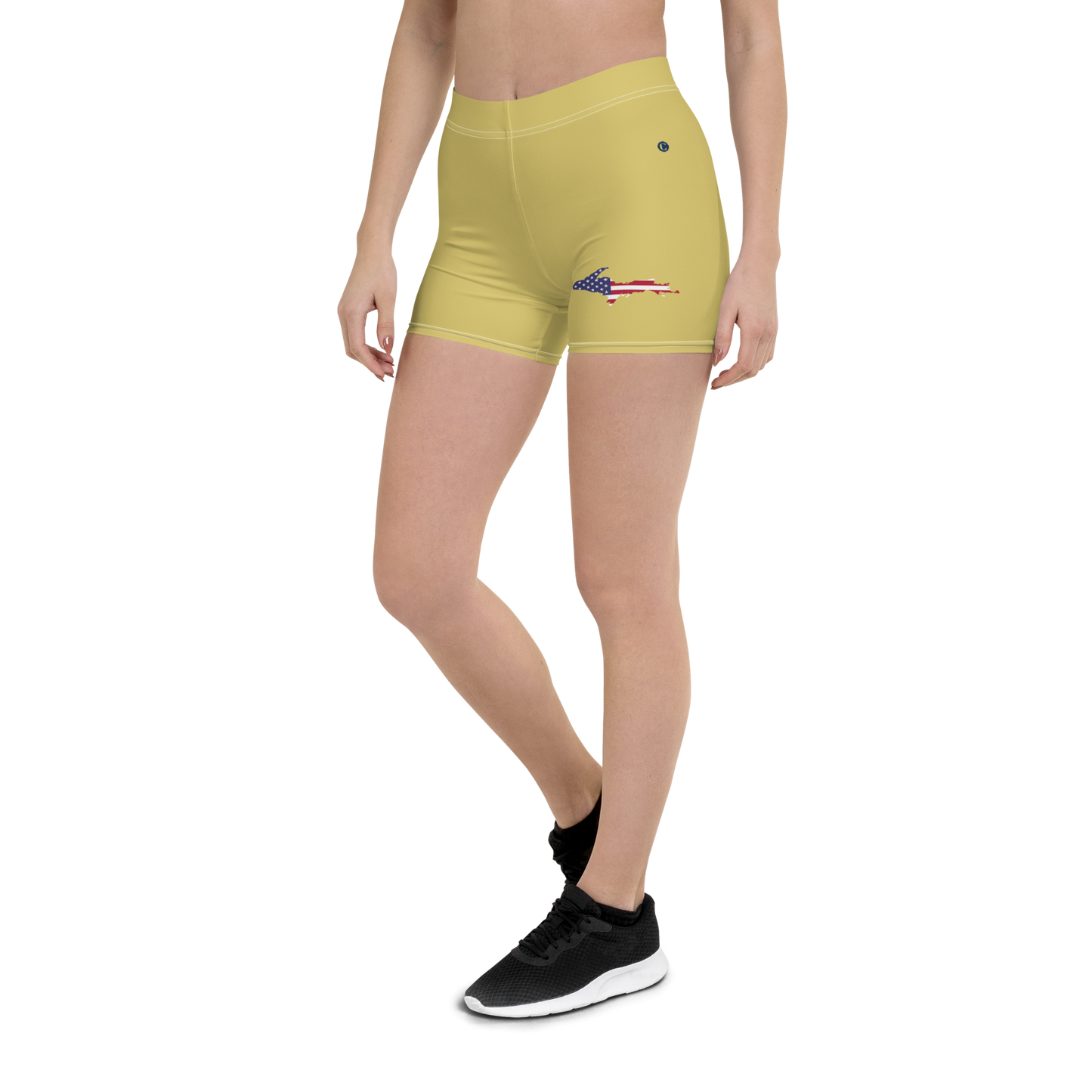 Michigan Upper Peninsula Tight Shorts (w/ UP Outline) | Plum Yellow