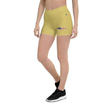 Michigan Upper Peninsula Tight Shorts (w/ UP Outline) | Plum Yellow