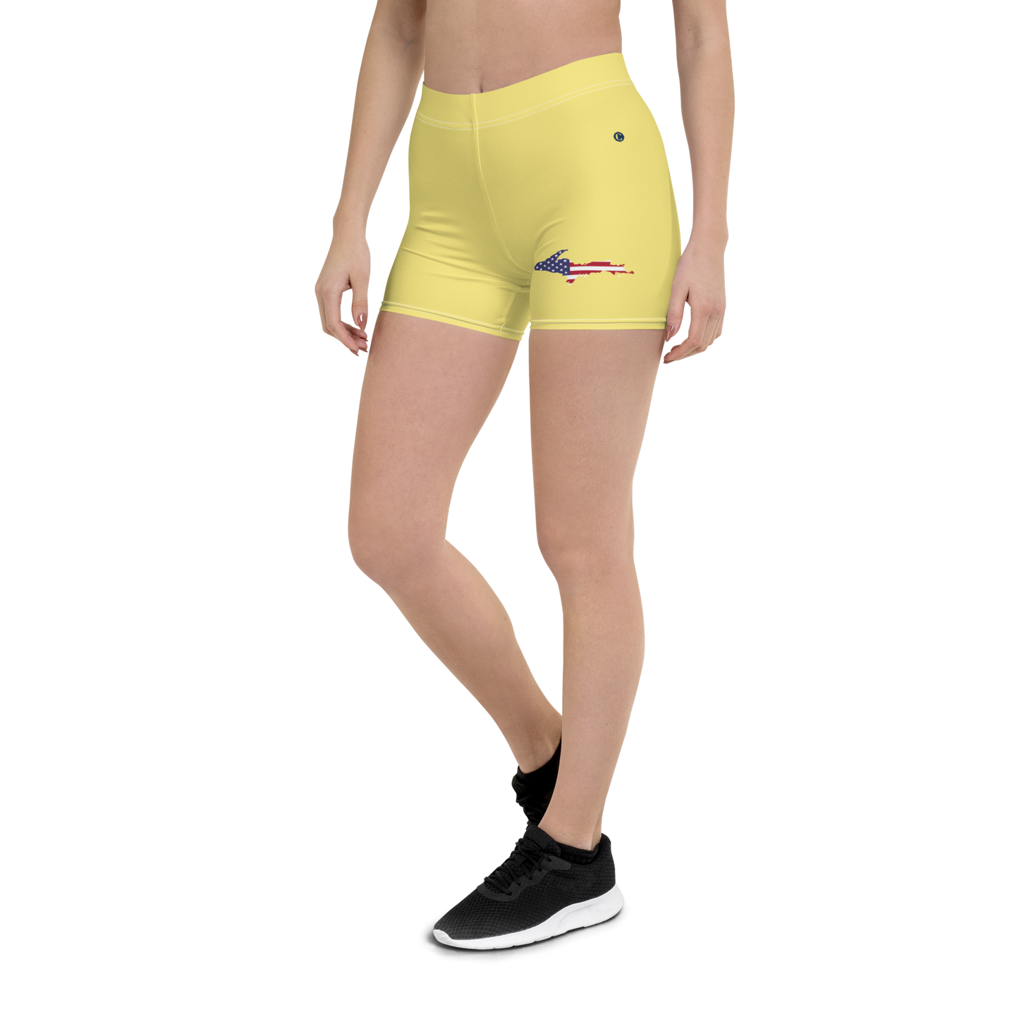 Michigan Upper Peninsula Tight Shorts (w/ UP Outline) | Cherry Yellow