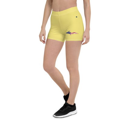 Michigan Upper Peninsula Tight Shorts (w/ UP Outline) | Cherry Yellow