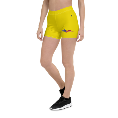 Michigan Upper Peninsula Tight Shorts (w/ UP Outline) | Gadsden Yellow