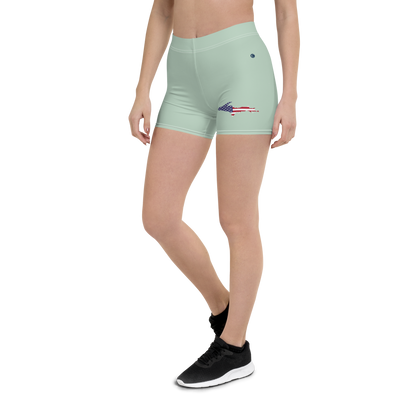 Michigan Upper Peninsula Tight Shorts (w/ UP Outline) | Sea Green