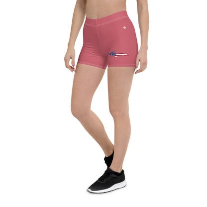 Michigan Upper Peninsula Tight Shorts (w/ UP Outline) | Watermelon Pink