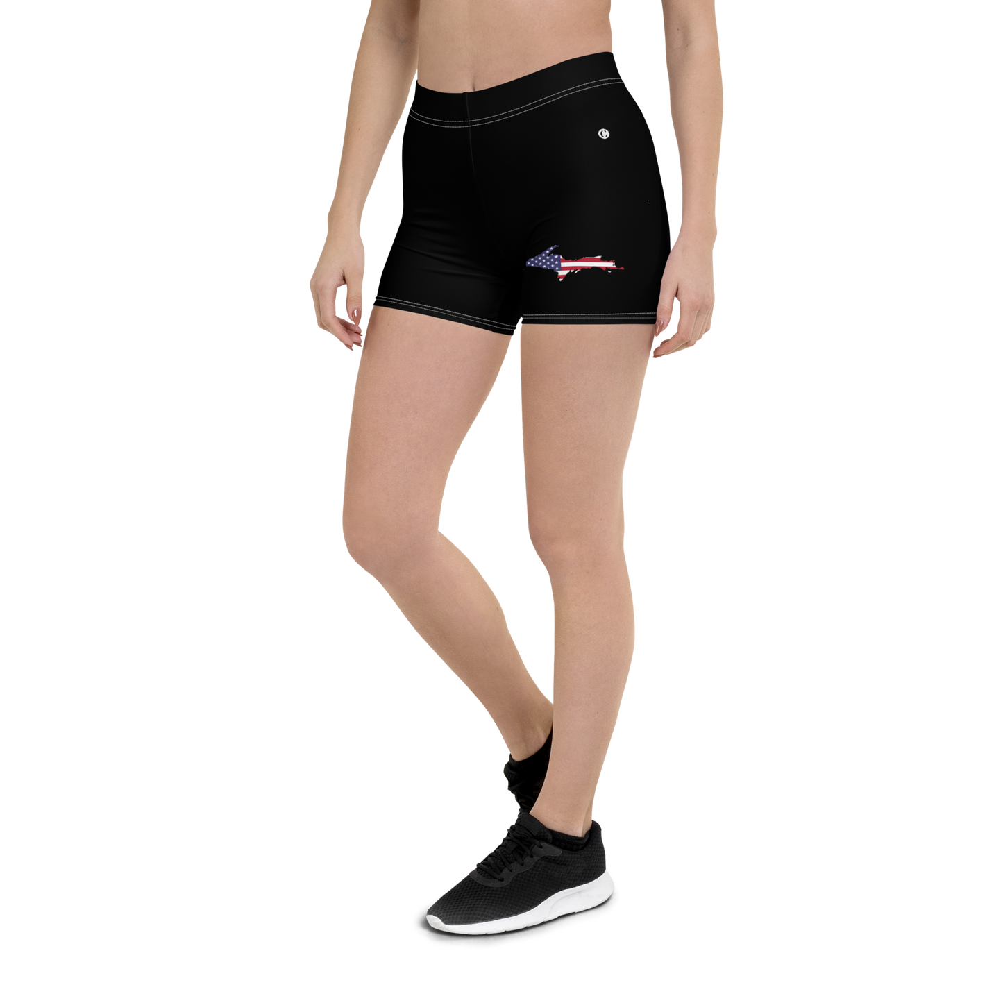 Michigan Upper Peninsula Tight Shorts (w/ UP Outline) | Black