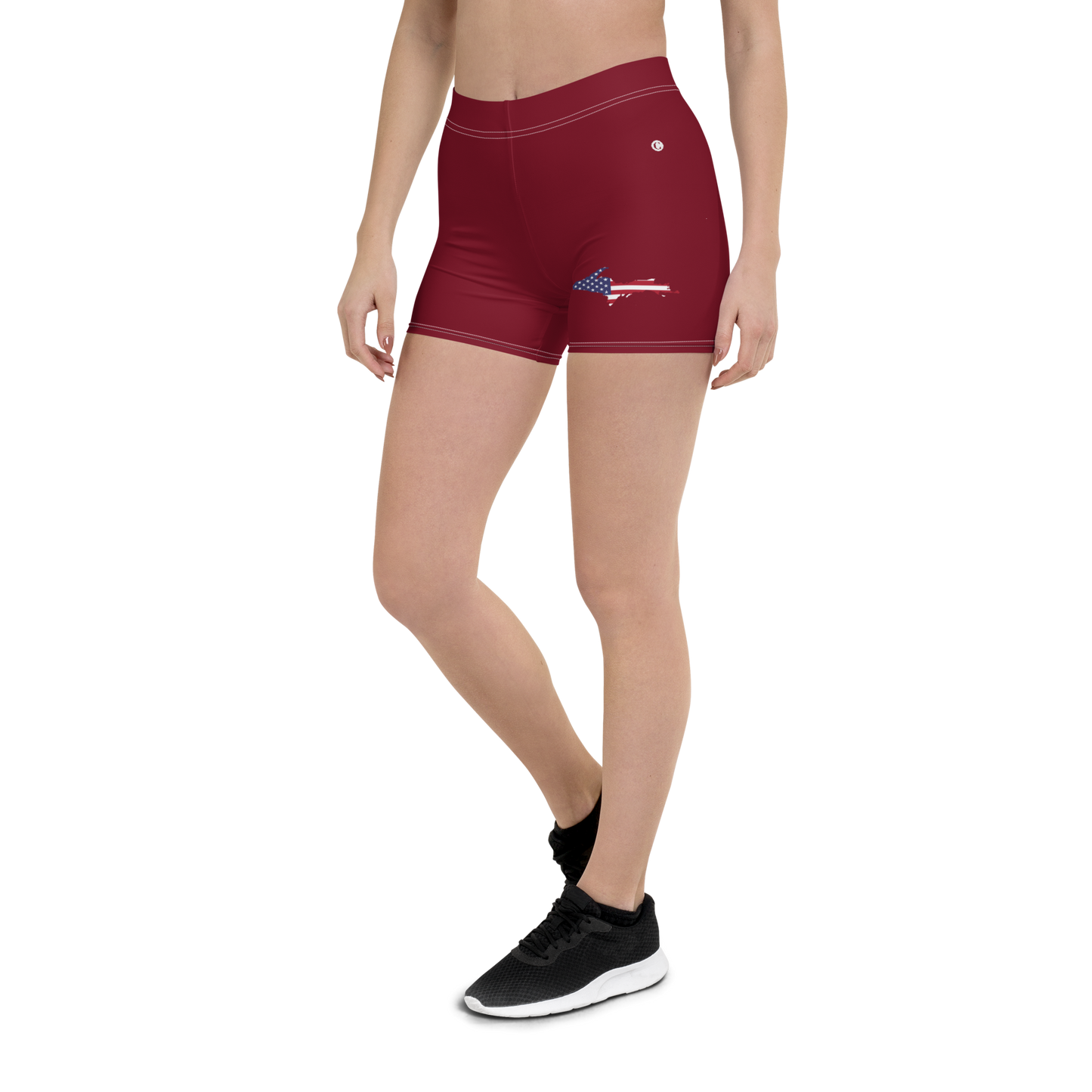 Michigan Upper Peninsula Tight Shorts (w/ UP Outline) | Burgandy