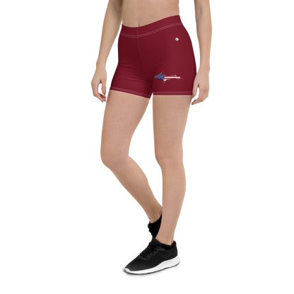 Michigan Upper Peninsula Tight Shorts (w/ UP Outline) | Burgandy