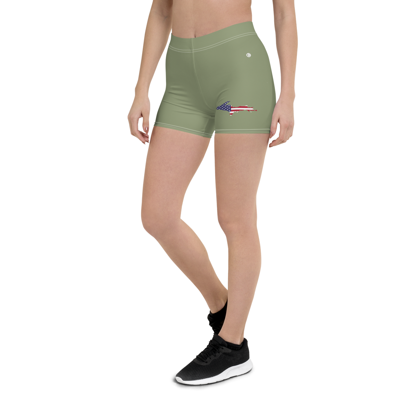 Michigan Upper Peninsula Tight Shorts (w/ UP Outline) | Beachgrass Green