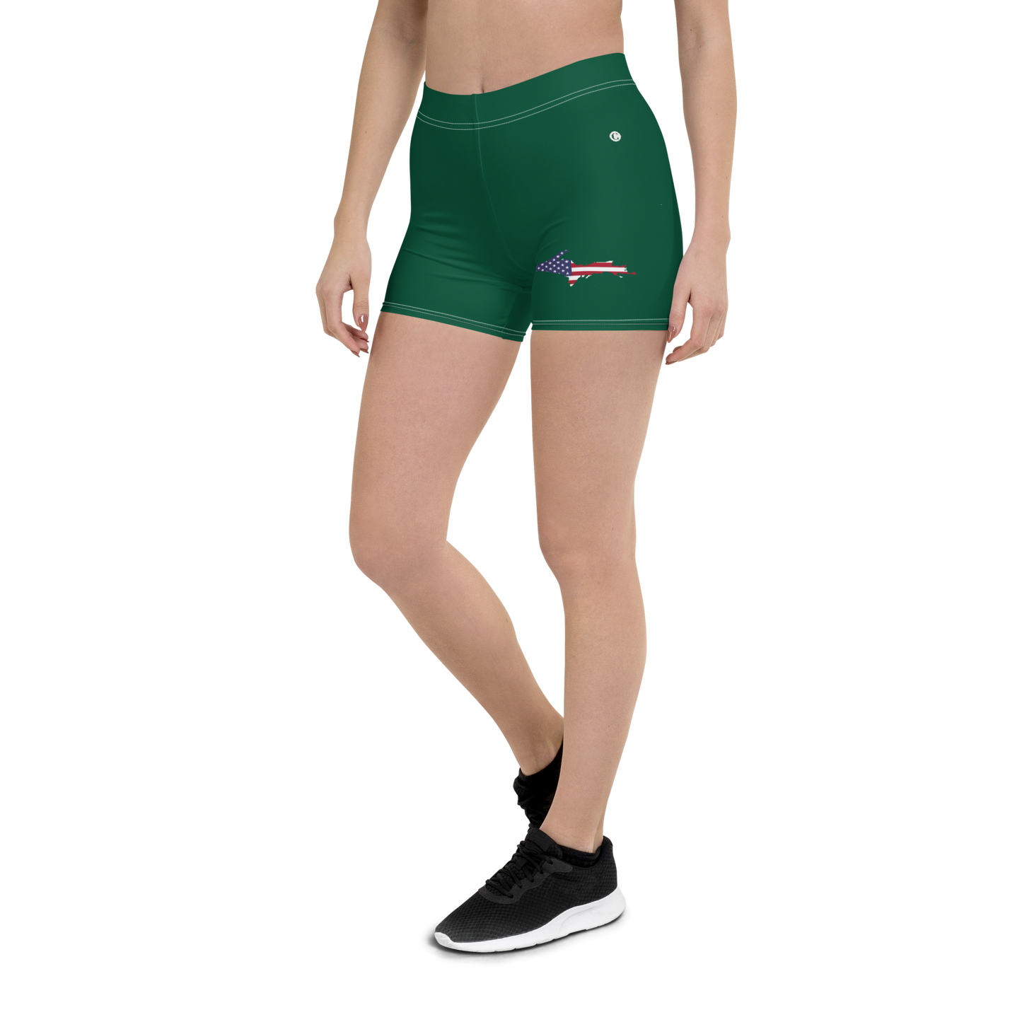 Michigan Upper Peninsula Tight Shorts (w/ UP Outline) | Superior Green