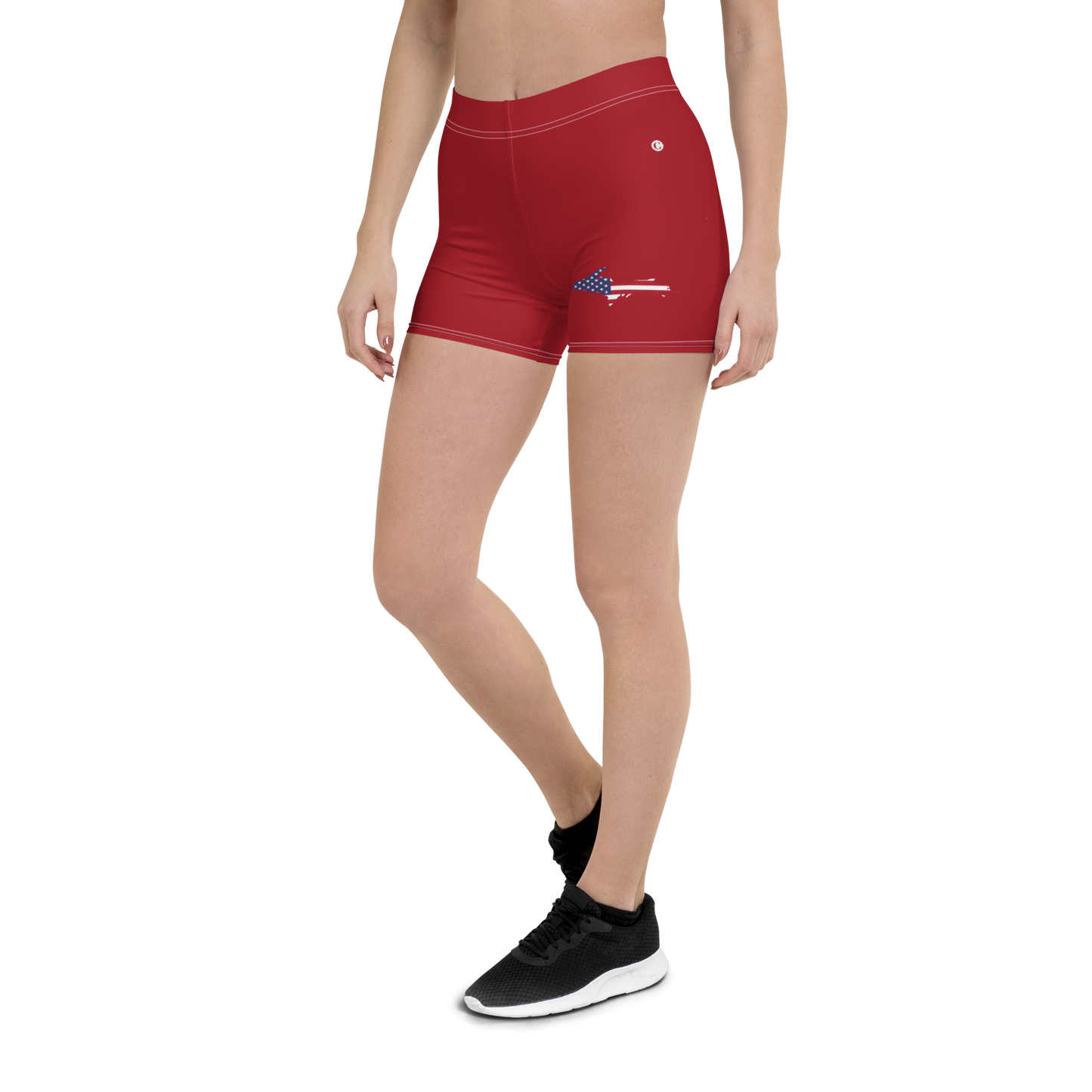 Michigan Upper Peninsula Tight Shorts (w/ UP Outline) | Thimbleberry Red