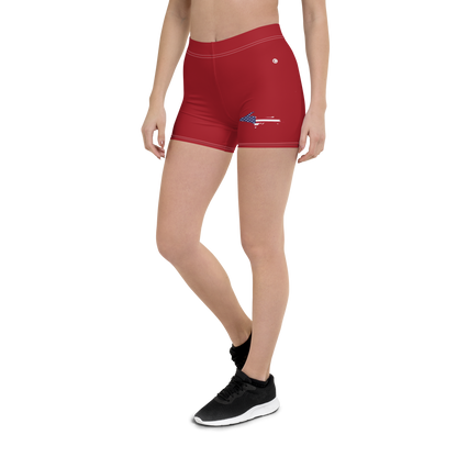 Michigan Upper Peninsula Tight Shorts (w/ UP Outline) | Thimbleberry Red