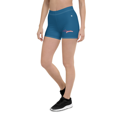 Michigan Upper Peninsula Tight Shorts (w/ UP Outline) | Blueberry