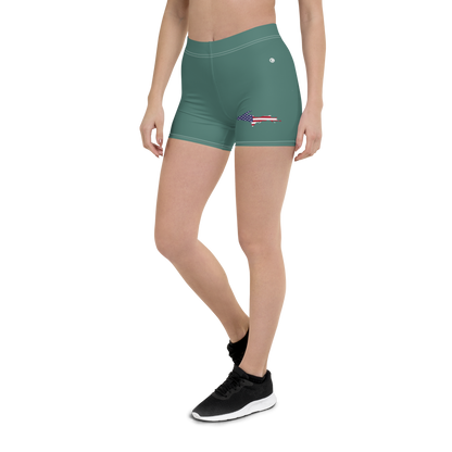 Michigan Upper Peninsula Tight Shorts (w/ UP Outline) | Copper Green