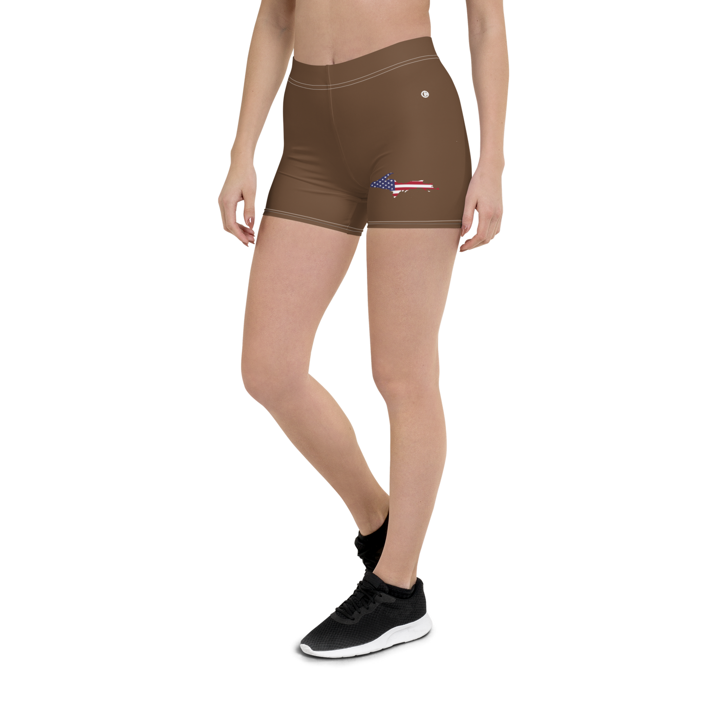 Michigan Upper Peninsula Tight Shorts (w/ UP Outline) | Coffee Color