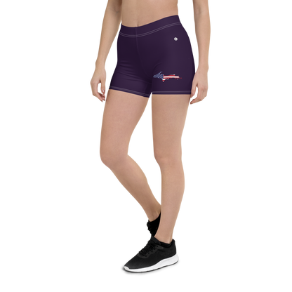 Michigan Upper Peninsula Tight Shorts (w/ UP Outline) | Blackcurrant