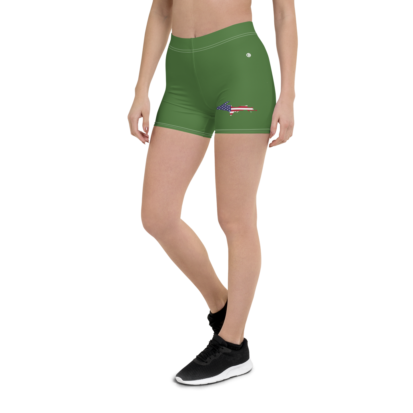 Michigan Upper Peninsula Tight Shorts (w/ UP Outline) | Pine Green