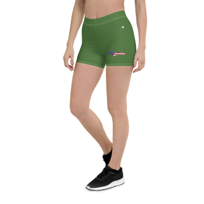 Michigan Upper Peninsula Tight Shorts (w/ UP Outline) | Pine Green