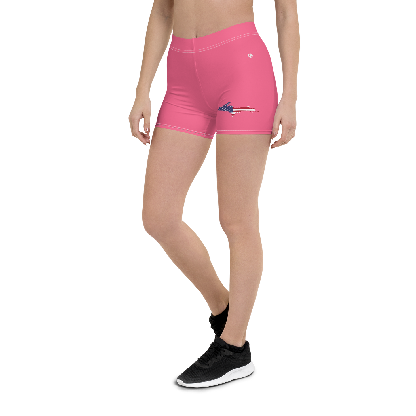 Michigan Upper Peninsula Tight Shorts (w/ UP Outline) | Rhodochrosite Pink